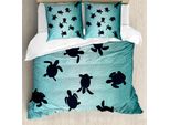 Abakuhaus Copripiumino Marine, Tartarughe Marine Deep Sealife, Antiacaro, Adatto A Chi Soffre Di Allergie, Con Federe, 200 Cm X 200 Cm - 80 X 80 Cm, Blu Scuro Teal