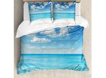 Abakuhaus Copripiumino Tropicale, Spiaggia Esotica Vivid Sky, Antiacaro, Adatto A Chi Soffre Di Allergie, Con Federe, 200 Cm X 200 Cm - 80 X 80 Cm, Sky Blue Aqua