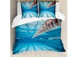 Abakuhaus Sport Copripiumino, Piscina Sport, Antiacaro, Adatto A Chi Soffre Di Allergie, Con Federe, 200 Cm X 200 Cm - 80 X 80 Cm, Azzurro Cielo