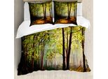 Abakuhaus Set Copripiumino Per Letti Matrimoniali, Alberi Primaverili, Antiacaro, Adatto A Chi Soffre Di Allergie, Con Federe, Verde Felce, Marrone Cannella