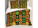 Abakuhaus Copripiumino Africano, Trippy, Antiacaro, Adatto A Chi Soffre Di Allergie, Con Federe, 200 Cm X 200 Cm - 80 X 80 Cm, Multicolore