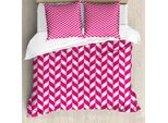 Abakuhaus Copripiumino Astratto, Linee Ondulate Vivaci, Antiacaro, Adatto A Chi Soffre Di Allergie, Con Federe, 155 Cm X 220 Cm - 80 X 80 Cm, Magenta Bianco