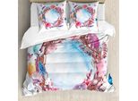 Abakuhaus Copripiumino Primaverile, Fiori E Piume, Antiacaro, Adatto A Chi Soffre Di Allergie, Con Federe, 155 Cm X 220 Cm - 80 X 80 Cm, Multicolore