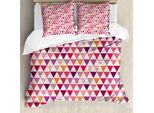Abakuhaus Set Copripiumino Rosa Per Letti Matrimoniali, Triangoli Geometrici, Antiacaro, Adatto A Chi Soffre Di Allergie, Con Federe, Multicolore