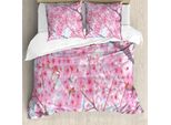 Abakuhaus Copripiumino Con Fiori, Fiori Di Sakura Giapponesi, Antiacaro, Adatto A Chi Soffre Di Allergie, Con Federe, 155 Cm X 220 Cm - 80 X 80 Cm, Rosa Baby