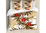 Abakuhaus Copripiumino Con Fiori, Edera Rampicante Esotica, Antiacaro, Adatto A Chi Soffre Di Allergie, Con Federe, 155 Cm X 220 Cm - 80 X 80 Cm, Marrone Sabbia Marrone Rosso