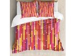 Abakuhaus Copripiumino Moderno, Righe Rosa, Antiacaro, Adatto A Chi Soffre Di Allergie, Con Federe, 200 Cm X 200 Cm - 80 X 80 Cm, Multicolore