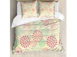 Abakuhaus Copripiumino Astratto, Pois Floreali, Antiacaro, Adatto A Chi Soffre Di Allergie, Con Federe, 155 Cm X 220 Cm - 80 X 80 Cm, Multicolore