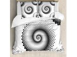 Abakuhaus Copripiumino Astratto, Motivo A Spirale, Antiacaro, Adatto A Chi Soffre Di Allergie, Con Federe, 200 Cm X 200 Cm - 80 X 80 Cm, Bianco E Nero