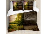 Abakuhaus Copripiumino Naturale, Tema Vita E Morte, Antiacaro, Adatto A Chi Soffre Di Allergie, Con Federe, 155 Cm X 220 Cm - 80 X 80 Cm, Multicolore