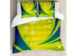 Abakuhaus Copripiumino Moderno, Motivo Geometrico Verde E Blu, Antiacaro E Anallergico, Con Federe, 200 Cm X 200 Cm - 80 X 80 Cm, Verde Chiaro E Blu Scuro