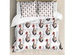 Abakuhaus Copripiumino Con Fiori, Fiori Rossi E Arancioni, Antiacaro, Adatto A Chi Soffre Di Allergie, Con Federe, 200 Cm X 200 Cm - 80 X 80 Cm, Rosso Arancione Nero