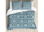 Abakuhaus Copripiumino Vintage, Motivi Floreali, Antiacaro, Adatto A Chi Soffre Di Allergie, Con Federe, 155 Cm X 220 Cm - 80 X 80 Cm, Verde Reseda, Grigio, Blu