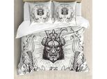 Abakuhaus Copripiumino Giapponese, Samurai Koi, Antiacaro, Adatto A Chi Soffre Di Allergie, Con Federe, 200 Cm X 200 Cm - 80 X 80 Cm, Grigio Cocco