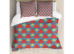 Copripiumino Abakuhaus Retro, Grandi Piccoli Triangoli Retro, Antiacaro, Adatto A Chi Soffre Di Allergie, Con Federe, 155 Cm X 220 Cm - 80 X 80 Cm, Sky Blue Marigold
