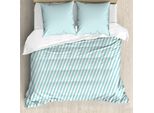Abakuhaus Set Copripiumino A Righe Per Letti Matrimoniali, Tonalità Pastello Marittime, Antiacaro, Adatto A Chi Soffre Di Allergie, Con Federe, Azzurro E Bianco
