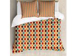 Copripiumino Abakuhaus Retro, Funky Forme Diverse, Antiacaro Adatto A Chi Soffre Di Allergie Con Federe, 200 Cm X 200 Cm - 80 X 80 Cm, Multicolore
