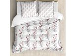 Abakuhaus Copripiumino Con Fiori, Motivi A Pois Sinuosi, Antiacaro E Anallergico, Con Federe, 155 Cm X 220 Cm - 80 X 80 Cm, Rosso, Nero E Bianco