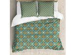 Abakuhaus Copripiumino Orient, Narcisi, Antiacaro, Adatto A Chi Soffre Di Allergie, Con Federe, 155 Cm X 220 Cm - 80 X 80 Cm, Arancione Verde Acqua