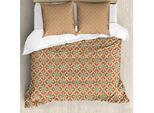 Abakuhaus Set Copripiumino Antico Per Letti Matrimoniali, Petali Stilizzati Vorticosi, Antiacaro, Adatto A Chi Soffre Di Allergie, Con Federe, Verde Reseda E Arancione