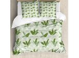 Abakuhaus Set Copripiumino Retrò Per Letti Matrimoniali, Foglie Di Palma Geometriche, Antiacaro, Adatto A Chi Soffre Di Allergie, Con Federe, Verde Oliva Crema