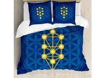 Abakuhaus Set Copripiumino Egiziano Per Letti Matrimoniali, Spirituale E Antico, Antiacaro, Adatto A Chi Soffre Di Allergie, Con Federe, Blu Violetto Giallo