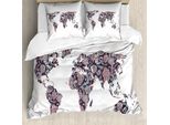 Abakuhaus Set Copripiumino Orientale Per Letti Matrimoniali, Foglie Paisley, Antiacaro Adatto A Chi Soffre Di Allergie Con Federe, Turchese Rosso Corallo Prugna