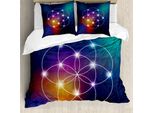 Abakuhaus Copripiumino Circolare, Motivi Circolari Esoteric, Antiacaro, Adatto A Chi Soffre Di Allergie, Con Federe, 155 Cm X 220 Cm - 80 X 80 Cm, Indaco