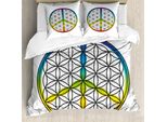 Abakuhaus Copripiumino Hippie, Vita E Pace, Antiacaro, Adatto A Chi Soffre Di Allergie, Con Federe, 155 Cm X 220 Cm - 80 X 80 Cm, Multicolore