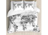 Abakuhaus Set Copripiumino Per Letti Matrimoniali, Petali Di Farfalla, Antiacaro, Adatto A Chi Soffre Di Allergie, Con Federe, Bianco E Nero