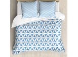 Abakuhaus Set Copripiumino Flower Of Life Per Letti Matrimoniali, Alchimia Cosmo, Antiacaro, Adatto A Chi Soffre Di Allergie, Con Federe, Azzurro E Bianco