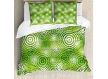 Abakuhaus Copripiumino Astratto, Circular Eco Arrotondato, Antiacaro, Adatto A Chi Soffre Di Allergie, Con Federe, 200 Cm X 200 Cm - 80 X 80 Cm, Verde Militare Bianco