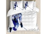 Abakuhaus Copripiumino Moderno, Hockey Player Triangles, Antiacaro, Adatto A Chi Soffre Di Allergie, Con Federe, 155 Cm X 220 Cm - 80 X 80 Cm, Blu, Viola, Grigio, Nero