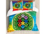 Abakuhaus Copripiumino Astratto, Chakra Yoga, Antiacaro, Adatto A Chi Soffre Di Allergie, Con Federe, 155 Cm X 220 Cm - 80 X 80 Cm, Multicolore
