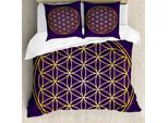 Abakuhaus Set Copripiumino Geometrico Per Letti Matrimoniali, Con Sovrapposizione Circolare, Antiacaro, Adatto A Chi Soffre Di Allergie, Con Federe, Marrone Giallo Scuro Viola