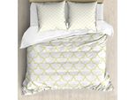 Abakuhaus Copripiumino Quatrefoil, Stile Marocchino, Antiacaro, Adatto A Chi Soffre Di Allergie, Con Federe, 200 Cm X 200 Cm - 80 X 80 Cm, Giallo E Bianco