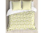 Abakuhaus Copripiumino Con Ruote, Biciclette Cerchi Astratti, Antiacaro Adatto A Chi Soffre Di Allergie Con Federe, 200 Cm X 200 Cm - 80 X 80 Cm, Giallo E Bianco