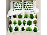 Abakuhaus Copripiumino Naturale, Pines Planes Bush Tree, Antiacaro, Adatto A Chi Soffre Di Allergie, Con Federe, 200 Cm X 200 Cm - 80 X 80 Cm, Bianco E Verde