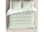 Abakuhaus Copripiumino Verde, Motivi A Quadrati Intrecciati, Antiacaro E Anallergico, Con Federe, 200 Cm X 200 Cm - 80 X 80 Cm, Verde Pistacchio E Bianco