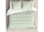 Abakuhaus Copripiumino Verde, Motivi Quadrati Retrò, Antiacaro, Adatto A Chi Soffre Di Allergie, Con Federe, 200 Cm X 200 Cm - 80 X 80 Cm, Verde Pistacchio E Bianco