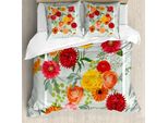 Abakuhaus Set Copripiumino Shabby Chic Per Letti Matrimoniali, Petali Di Fiori, Antiacaro, Adatto A Chi Soffre Di Allergie, Con Federe, Corallo Scuro, Senape, Pesca, Verde