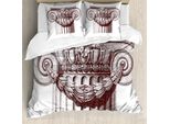 Abakuhaus Copripiumino Vintage, Colonna Antica Romana, Antiacaro, Adatto A Chi Soffre Di Allergie, Con Federe, 155 Cm X 220 Cm - 80 X 80 Cm, Bordeaux E Bianco