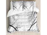 Abakuhaus Copripiumino Wald, Leafless Scary Branchen, Antiacaro, Adatto A Chi Soffre Di Allergie, Con Federe, 200 Cm X 200 Cm - 80 X 80 Cm, Bianco E Nero