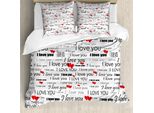 Abakuhaus Romantico Copripiumino, Romance Coppie Amore, Antiacaro Adatto A Chi Soffre Di Allergie Con Federe, 155 Cm X 220 Cm - 80 X 80 Cm, Vermilion Nero Bianco