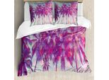 Abakuhaus Copripiumino Naturale, Hawaiian Tropic Palms, Antiacaro, Adatto A Chi Soffre Di Allergie, Con Federe, 200 Cm X 200 Cm - 80 X 80 Cm, Fucsia Verde