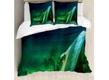 Abakuhaus Set Copripiumino Naturale Per Letti Matrimoniali, Holzhaus Winter, Antiacaro, Adatto A Chi Soffre Di Allergie, Con Federe, Verde Giada Blu Scuro