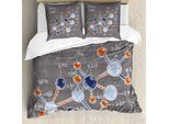 Abakuhaus Copripiumino Grunge, Grafica Formula Scienza, Antiacaro, Adatto A Chi Soffre Di Allergie, Con Federe, 200 Cm X 200 Cm - 80 X 80 Cm, Grigio Chiaro Arancione Bianco