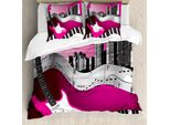 Abakuhaus Set Copripiumino Per Letti Matrimoniali, Urban Bassgitarrenrock, Antiacaro, Adatto A Chi Soffre Di Allergie, Con Federe, Grigio Chiaro, Rosa, Nero