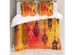 Abakuhaus Copripiumino Tradizionale, Medio Oriente Orientale, Antiacaro, Adatto A Chi Soffre Di Allergie, Con Federe, 155 Cm X 220 Cm - 80 X 80 Cm, Arancione Vermiglio Nero