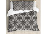 Abakuhaus Copripiumino Grigio, Motivo Floreale Damascato, Antiacaro, Adatto A Chi Soffre Di Allergie, Con Federe, 155 Cm X 220 Cm - 80 X 80 Cm, Grigio Nero Bianco